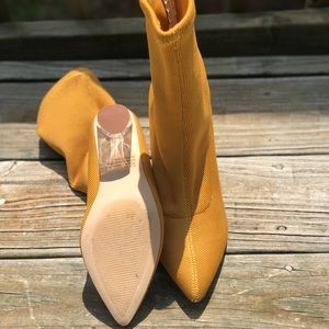 Mustard color, glass heel.